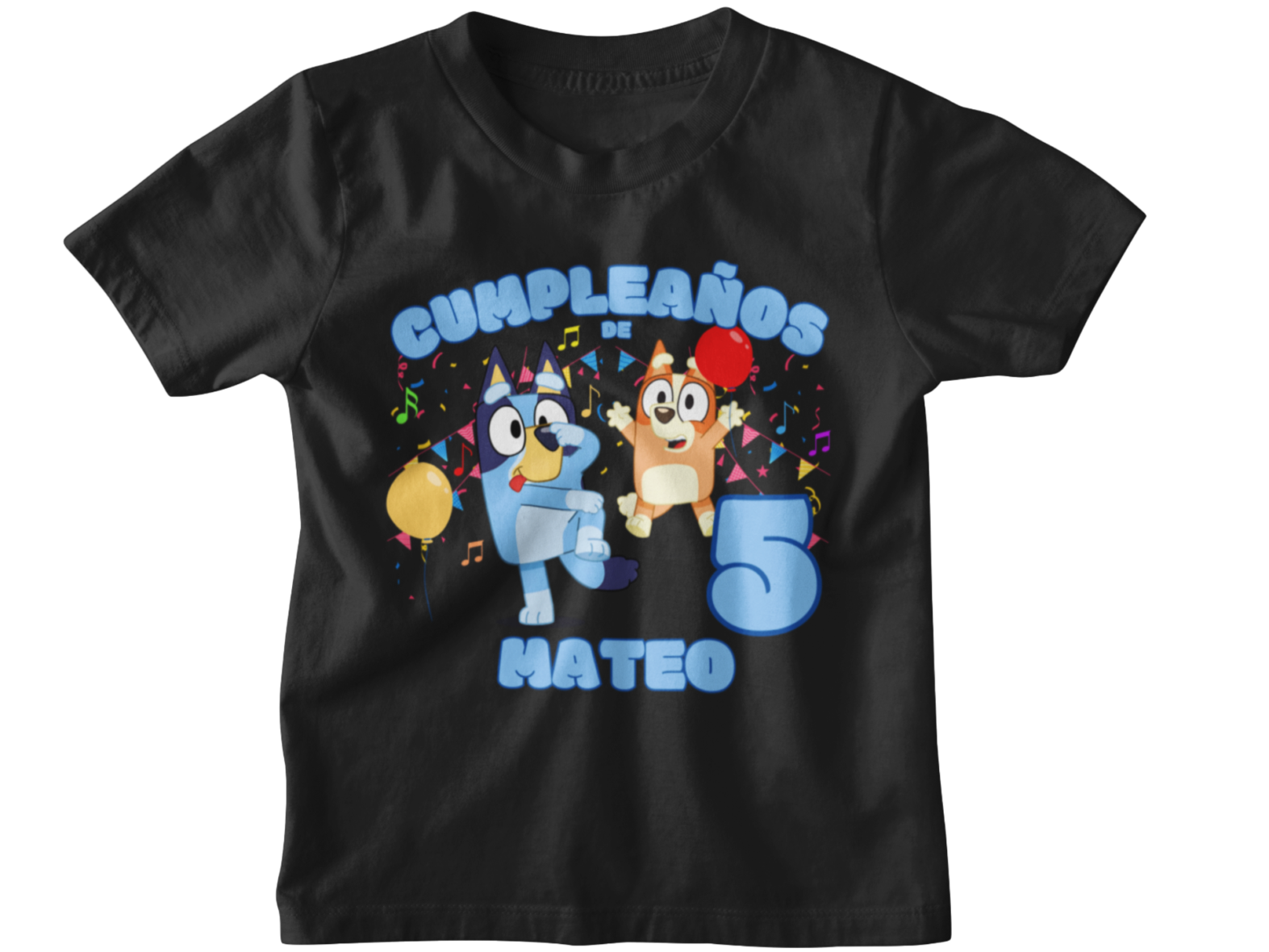 Camiseta negra cumpleaños bluey